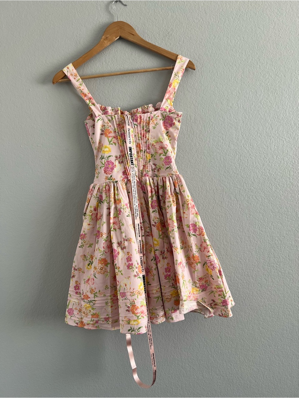 NWT HOUSE OF CB NATASSIA - Pink Meadow Cotton Mini Dress Size XS Longer length - Picture 15 of 16